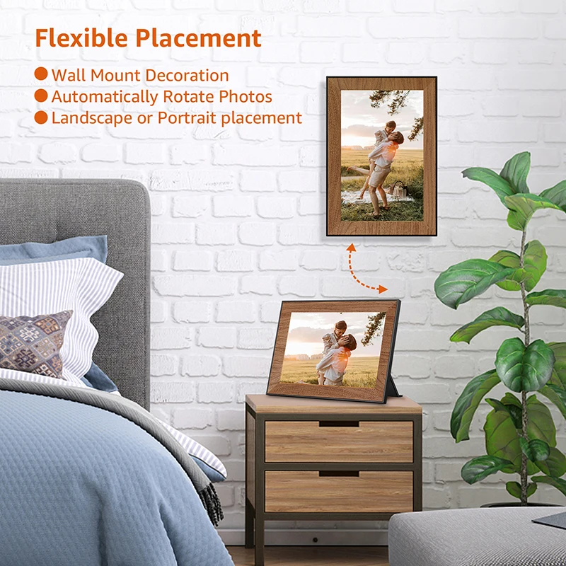 Frameo Smart WiFi Digital Photo Frame 10.1Inch Wooden Frame HD IPS Touch Screen Digital Picture Frame 32GB For Mother's Day Gift images - 6