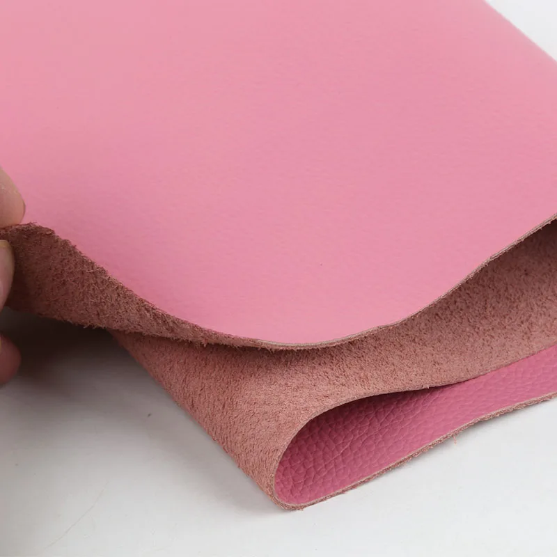 Elegant Pink Lychee Pattern Cowhide Leather for Home and Auto Upholstery