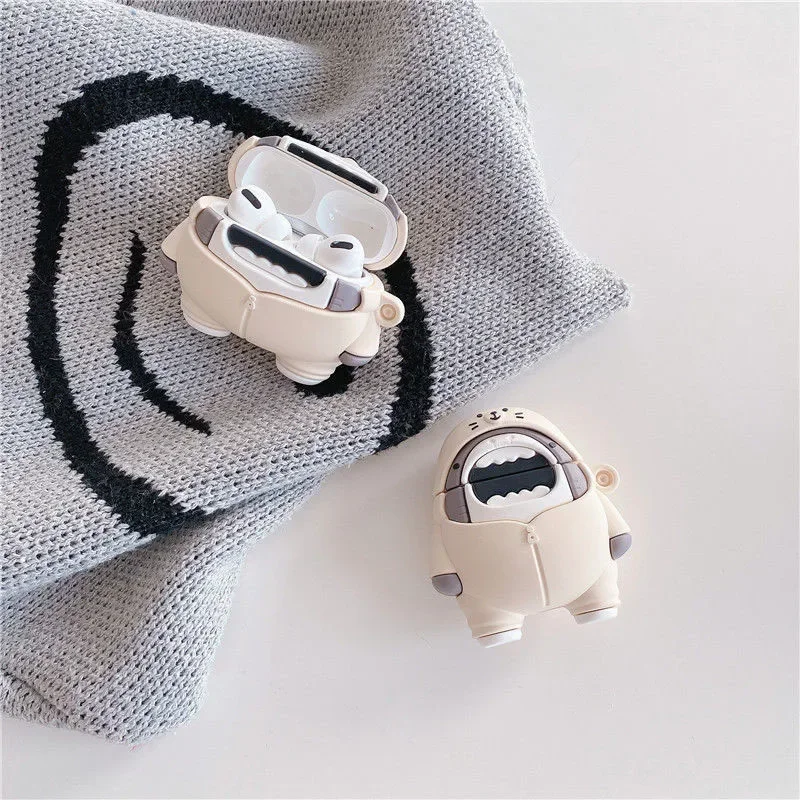 Cute 3D Silicone Cartoon Shark Dog Earphone Case Cover