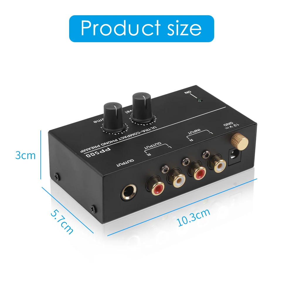 Audio Amplifier Board Ultra-compact Phono Preamp Pre Amp Preamplifier with Level Volume Control 2xRCA Input 2xRCA Output 1/4" TRS Output Interface Headphone Amplifier Stereo Amplifier Portable DAC Amplifier Audio Amp Adapter