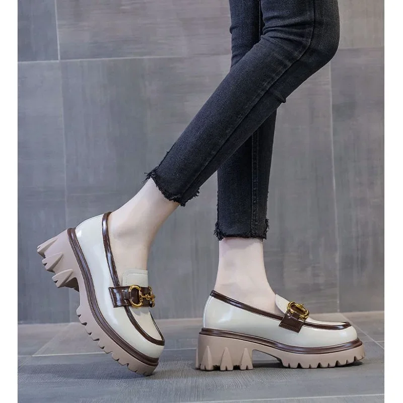 Lolita Shoes Women Autumn Platform Black Hgh Heels Fashion Round Toe Mary Jane Women Patent faux Leather Student Cosplay Shoes