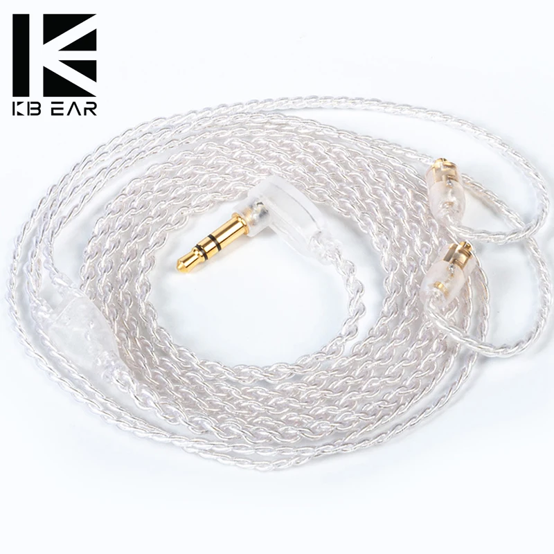 Kbear-refrescante Cabo de Fone de Ouvido Prateado 4core 4n Mmcx 2pin Qdc Tfz Fones de Ouvido para Tri i3 Pro kz Zst Zsn Atualizado