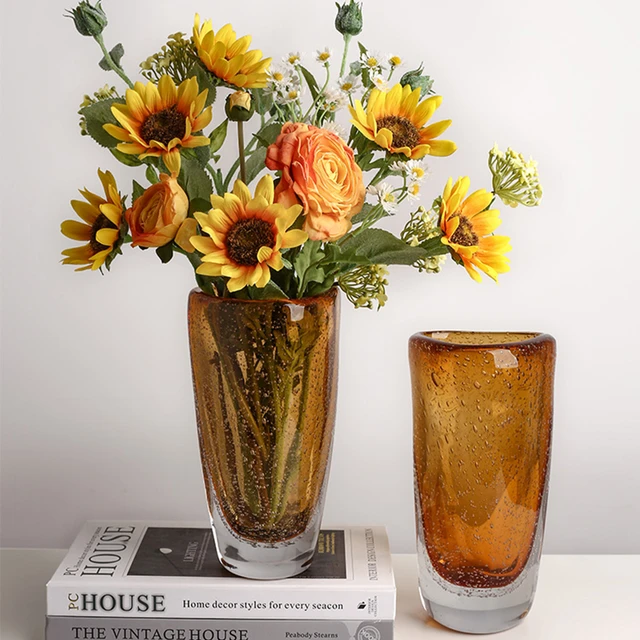 House Living Room Glass Vase Modern Artificial Flowers Wedding Table Vases Aesthetic  Luxury Vasi Per Fiori Room Decortion Items - AliExpress