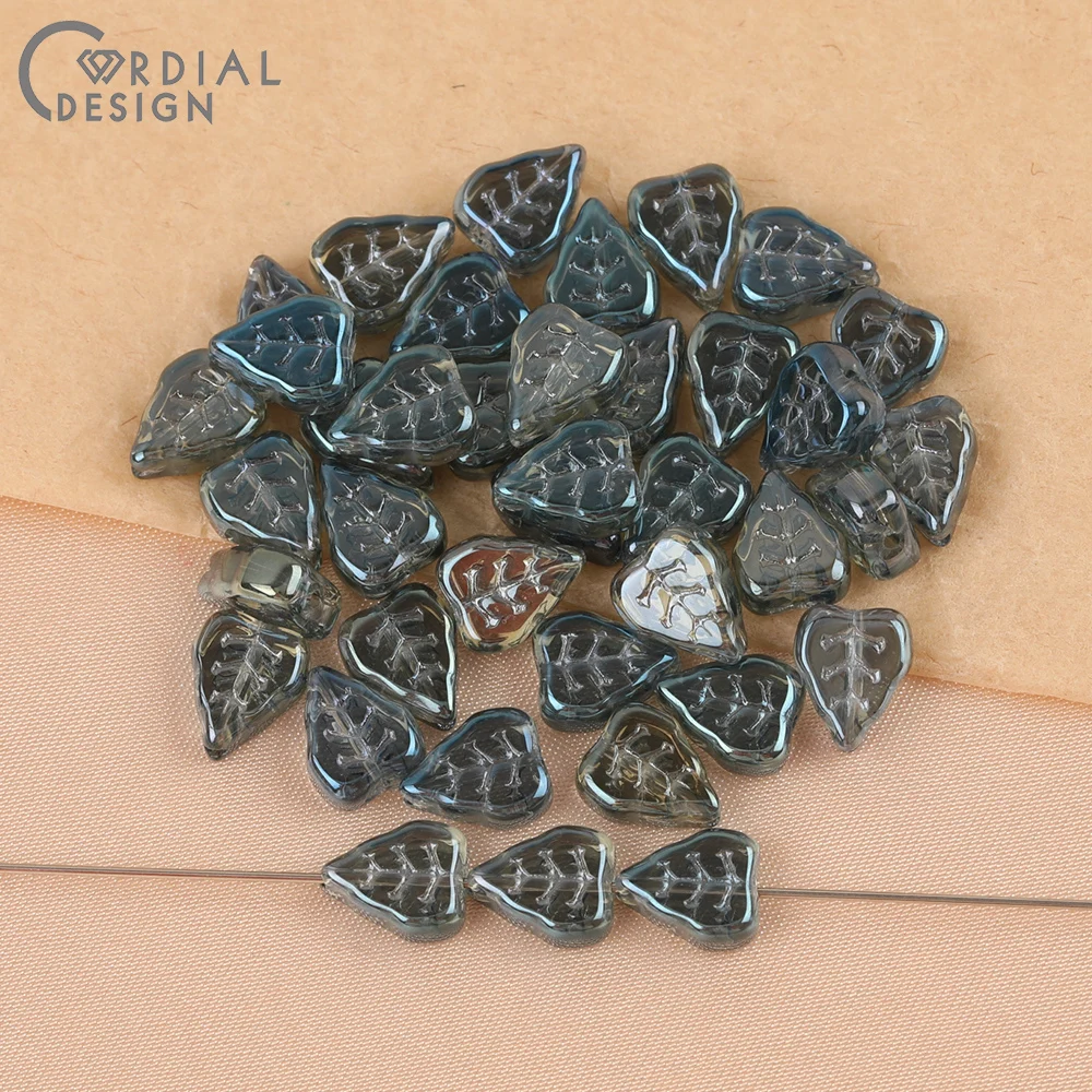 Cordial Design 8*10MM 500pcs Aurora Effect/Hand Made/Leaf Shape/Beads Making/DIY Glass Bead/Jewelry Findings & Components - cordial