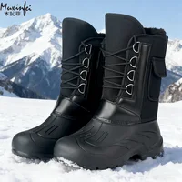 Men's Winter New Plush Thick High Top Outdoor Fishing Hiking Boots Snow Boots Waterproof Anti Slip Cold Resistant Cotton Boots