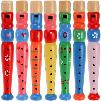 Flauta de Madeira 1pc com 6 Furos, Clarinete Colorido em Estilo Cartoon, Brinquedo Instrumento Musical, Presente de Aniversário, Decoração de Festa 1