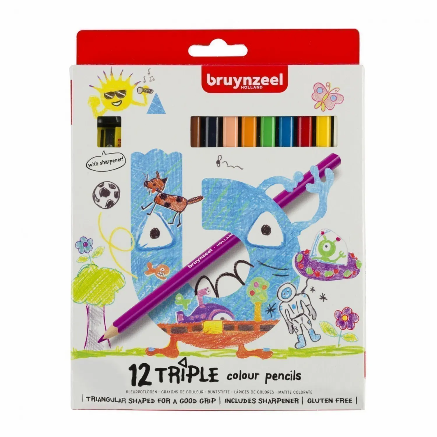 Bruynzeel Kids Triple Color Threesided Pencil Set 20 Colors