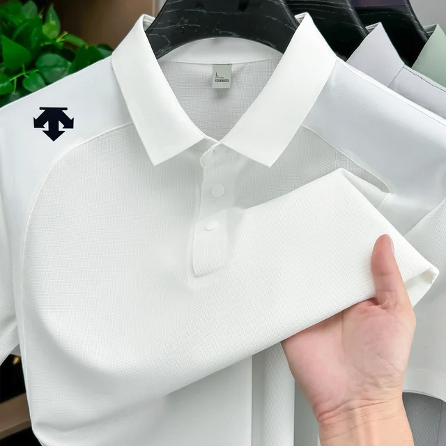 Polo homme sans couture à manches courtes, nouvelle collection été, imprimé, col à revers, patchwork de haute qualité, t-shirt décontracté et sportif pour homme 1