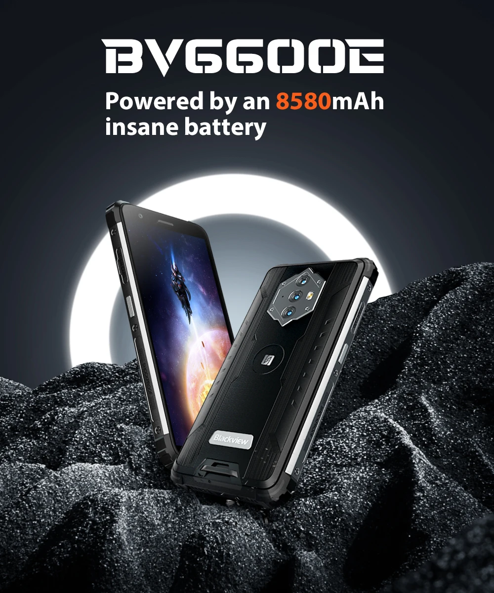 Blackview BV6600E IP68 Waterproof 8580mAh Rugged Smartphone Octa Core 4GB+64GB 5.7" Mobile Phone 16MP Camera NFC Android 10 good cell phone for gaming