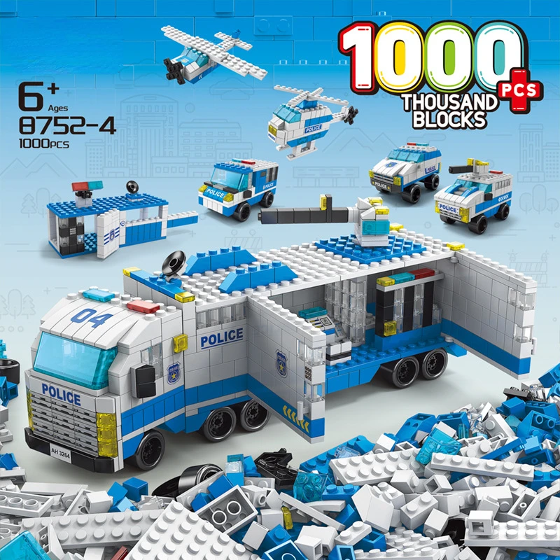 1000Pcs City Police Station Building Blocks Car Toys Set in