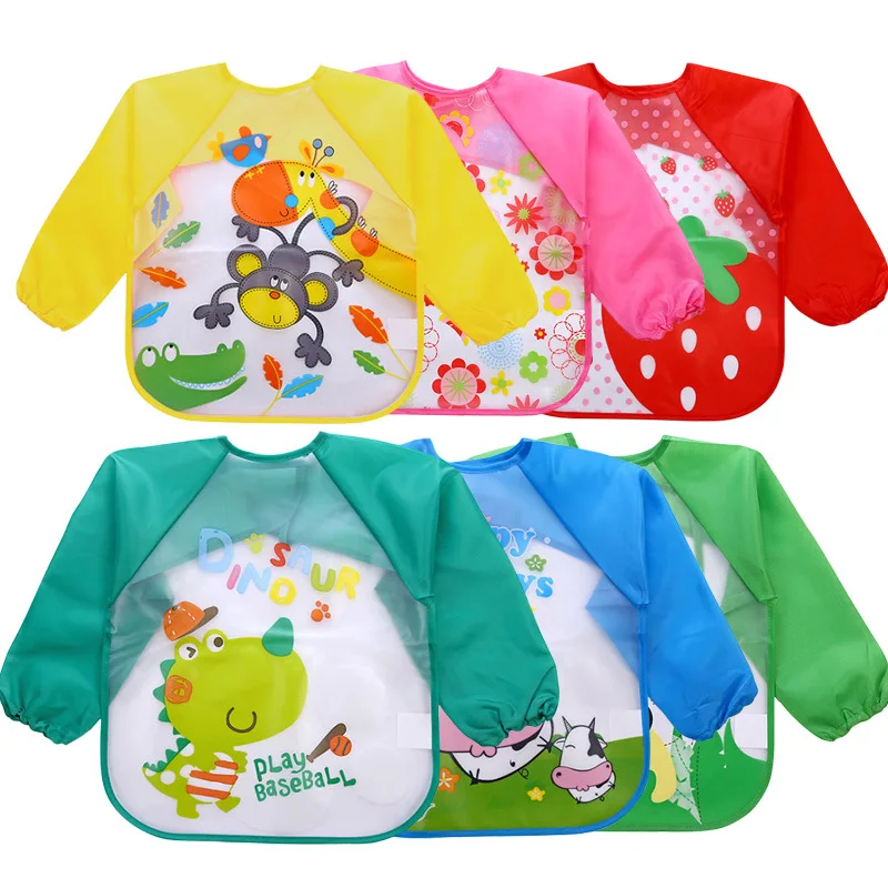 

Baby Bibs Burp Clothes Waterproof Dining Long Sleeve Apron Children Feeding Smock Burp Infant Toddler Clothes Reverse Dressing