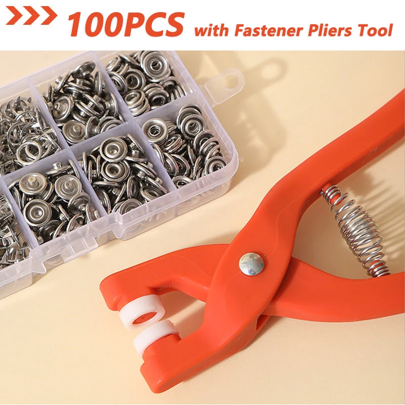 Metal Snap Buttons with Fastener Pliers Tool Kit Metal Snap Button