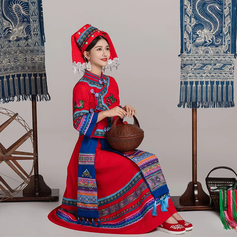 

Guizhou Miao costume Female minority Yao costume tassel embroidery Guangxi Zhuang Tujia adult dance table costume