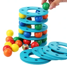

Wooden Rainbow Ball Tower Stacking Blocks Party Games Baby Color Cognition Educational Toys for Children Aldult Interactive Toy