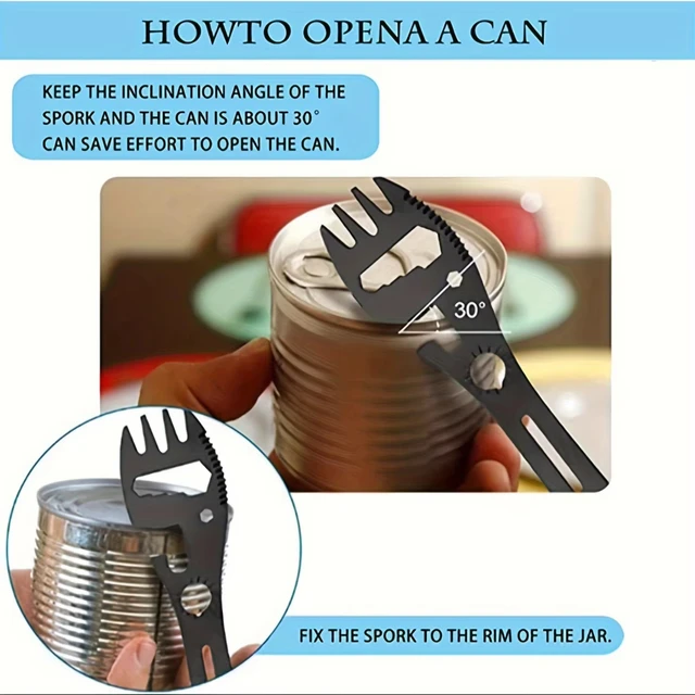 Outdoor Fork Spoon Versatile Outdoor Camping Tool Lightweight Fork Spoon Bottle Opener for Survival Tactical Utility for Easy 5