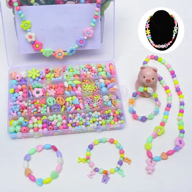 Beading Accessories Set 24 Grids Girls Makaron Color Cute Handmade DIY