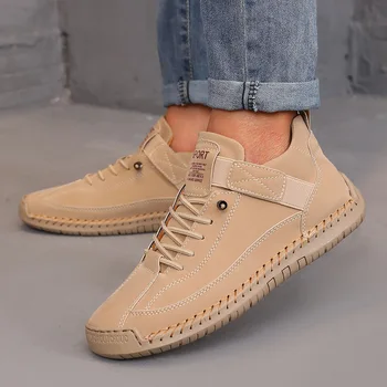 الأحذية منتصف أعلى للنساء النمط البريطاني الرجعية المضادة للانزلاق ملابس العمل أحذية اليدوية أحذية جلدية بدون كعب عادية لينة سوليد النساء أحذية عارية 6