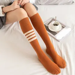1 Pair Women Asymmetric Calf Socks Fashion All-matched College Style Stocking Popular Trendy Wild Stripes JK Leg Stocking