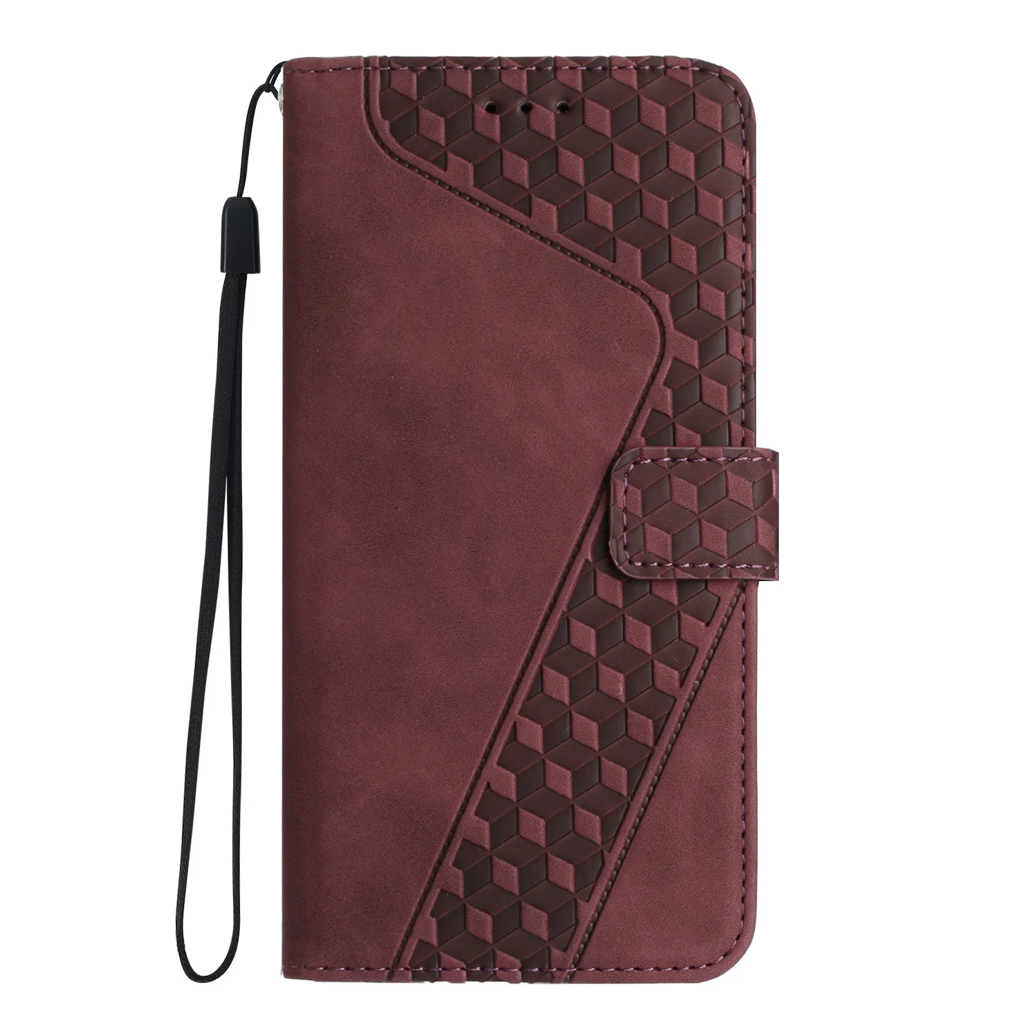 Magnetic Leather Flip Case with Card Slots and Wrist Strap