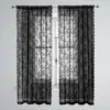 Black Lace Sheer Curtain Floral Lace Sheer Rod Pocket Curtain Panel Living Room Decoration Window Curtains Window Drape Shades 6