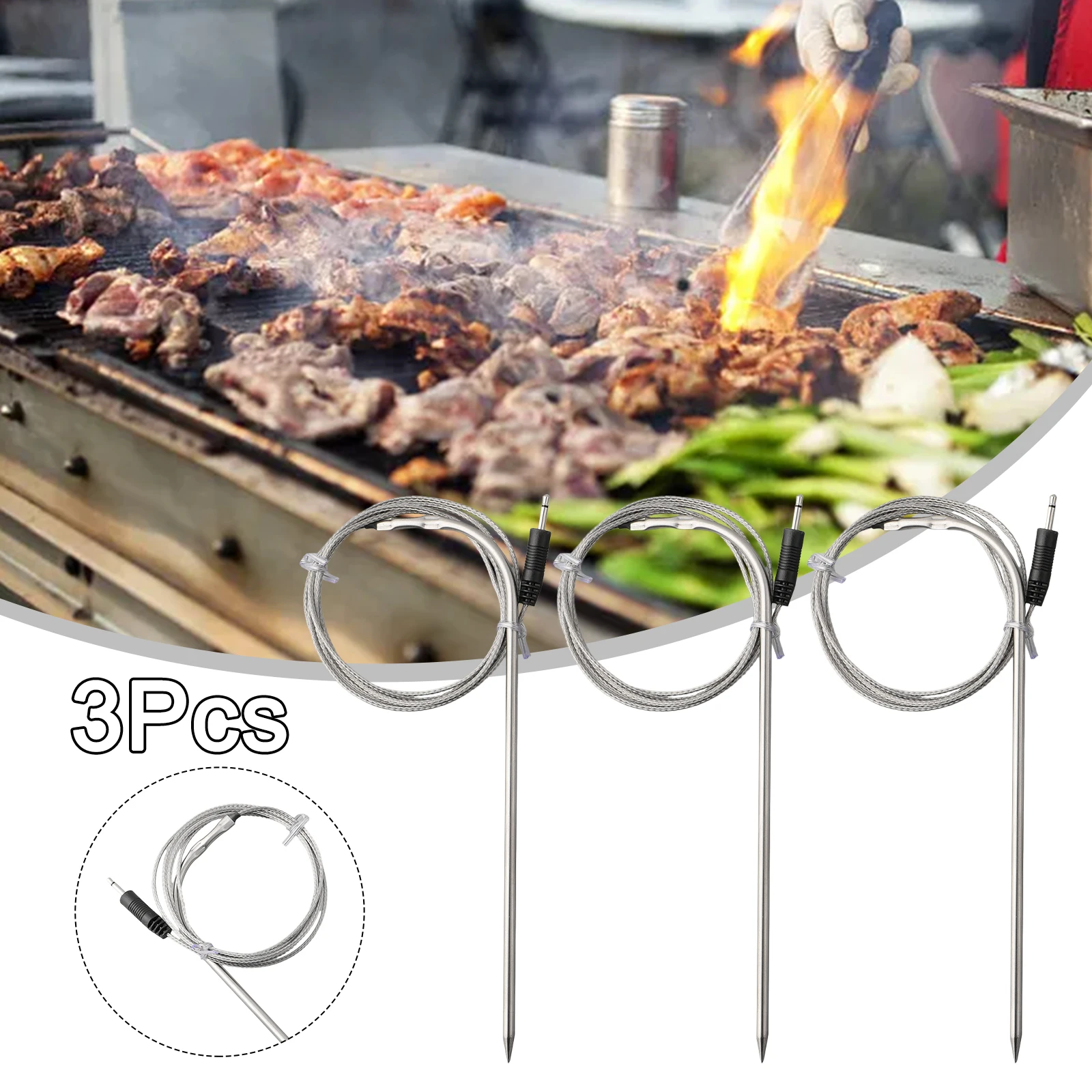 Probes Sensor Replacement Spare for BBQ Thermometer DC3.5 Connector BBQ Tools Accessories 3pcs/set