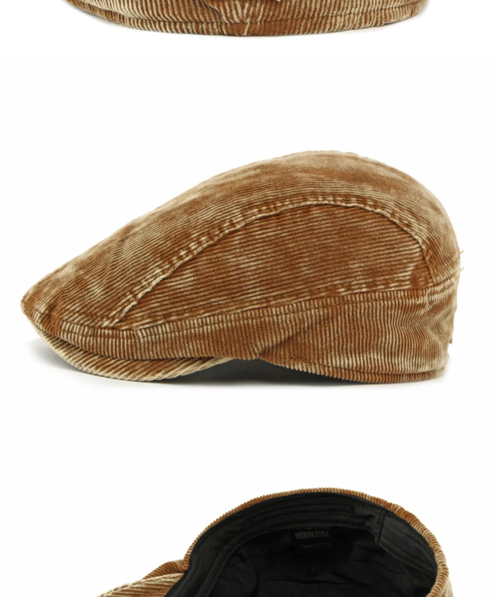 HT4960 Herren Berets Frauen Neue Herbst Winter Hut Retro Künstler Maler Baskenmütze Hut Männlich Weiblich Ivy Flache Kappe Ausgestattet Cord Baskenmütze Kappe – Detail 14