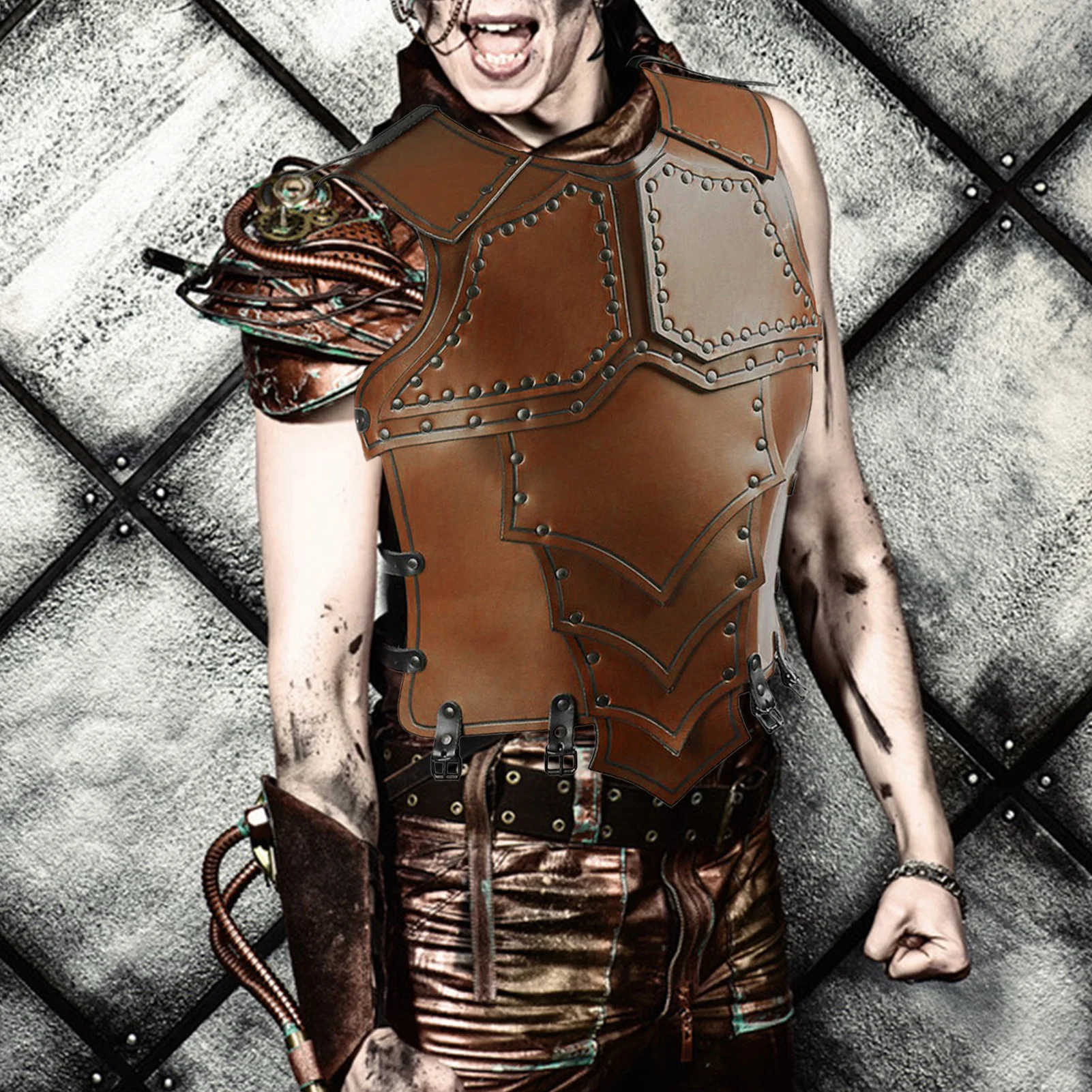 Medieval Archer Costume Vest Armor Unisex Steampunk Fencing Body Chest Back Guard Armors Knight