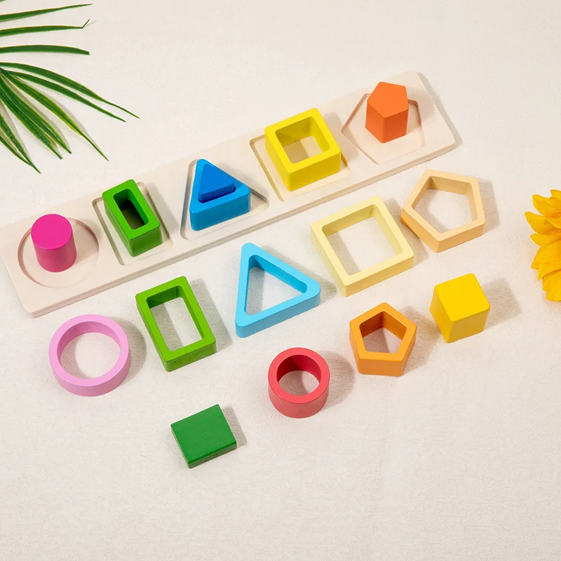 Baby intelligence development blocks, wooden early education matching toys, color, shape cognition, Montessori education 3