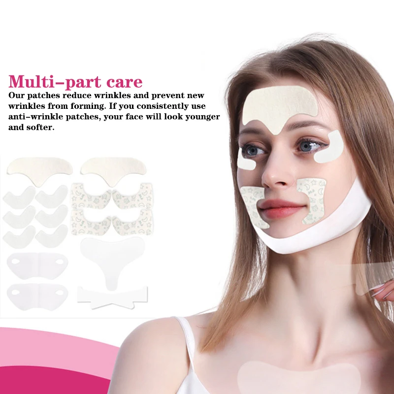 

16pc/set Reusable Wrinkle Removal Sticker Face Forehead Neck Eye Sticker Pads Anti Wrinkle Anti Aging Skin Face Lifting Patches