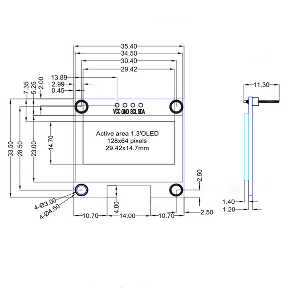 1.3 ġ OLED ũ ÷  4pin 12864 ȭƮ ũ SH1106
