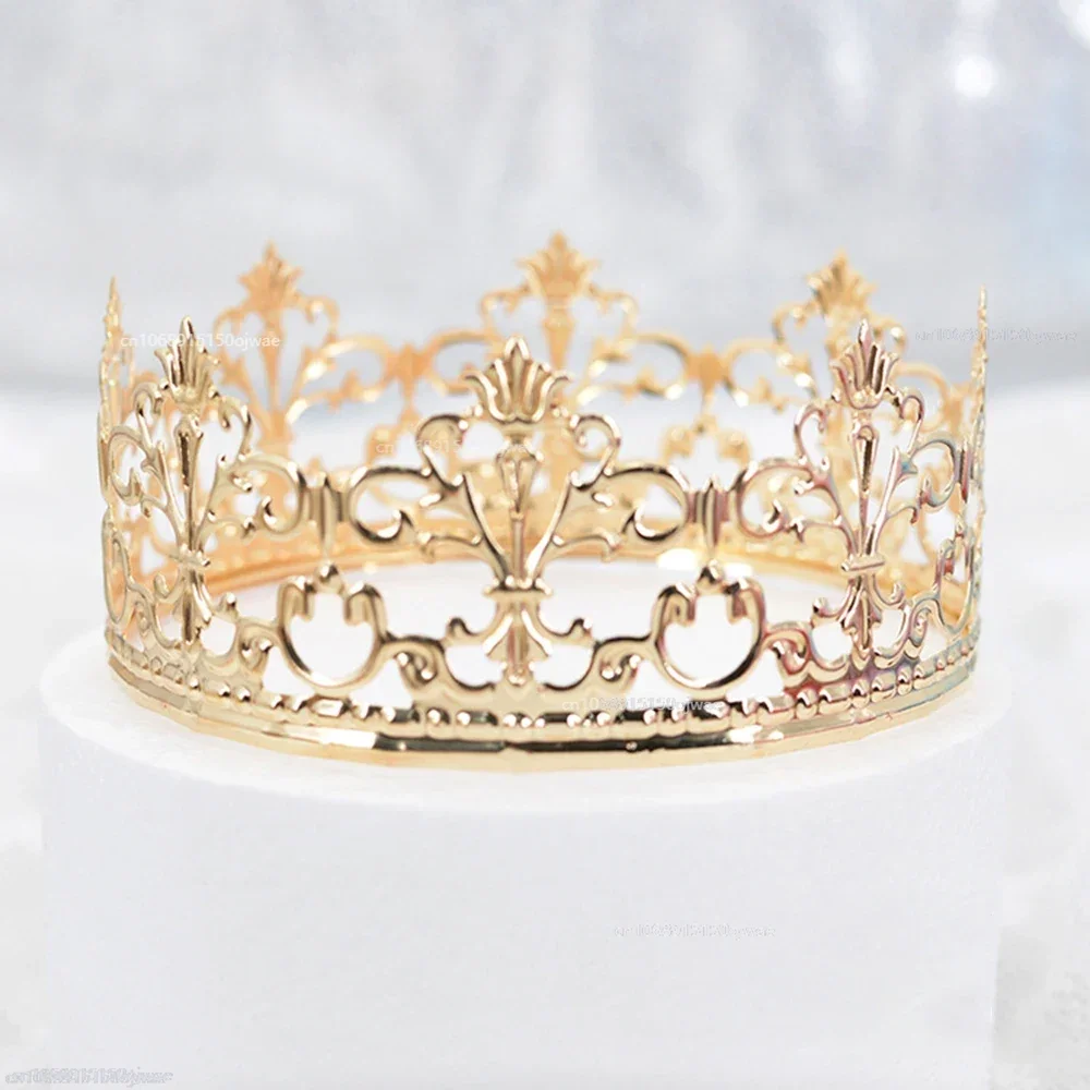 Tiara Gold Color Crown Cake Topper Decoration Wedding Cake Princess Birthday Party Supplies 1pc