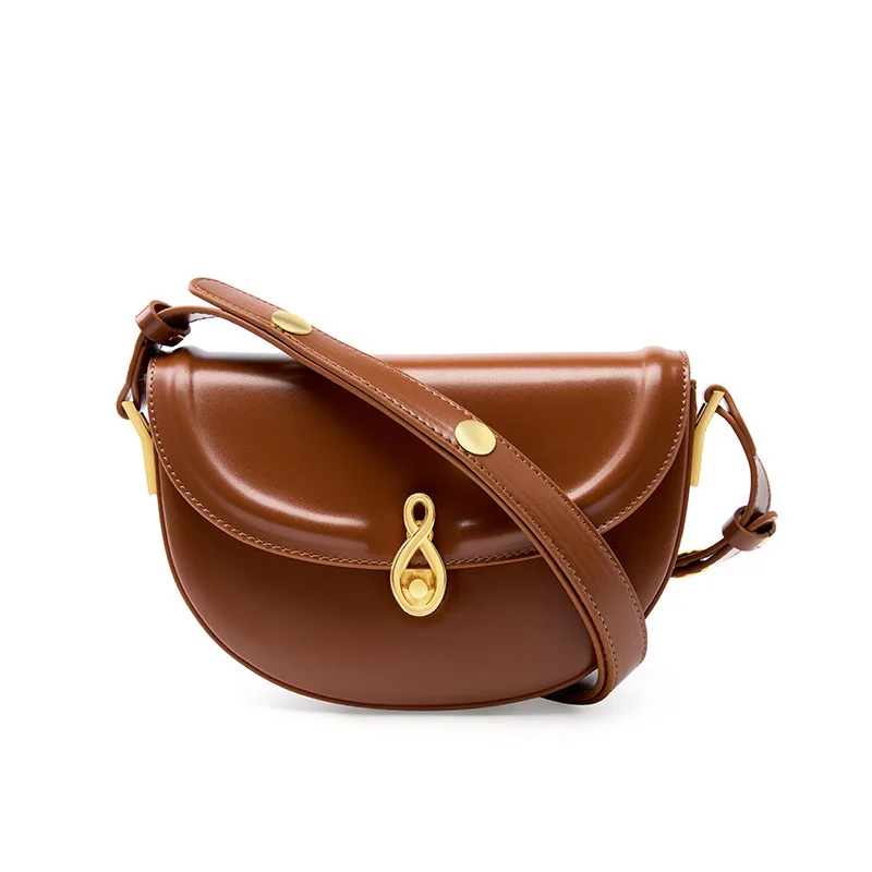 

Vintage Genuine Leather Saddle Lady Underarm Bag Versatile Women's Shoulder Bag 2023 New Designer Shopping purses and handBags