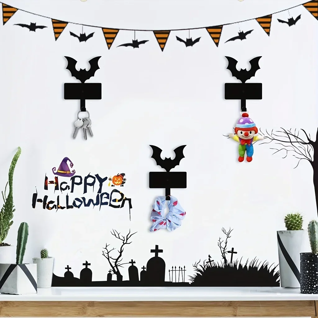 Cute Metal Bat Key Holder Decor - Versatile Key Hooks Rack for Hanging Keys, Dog Leash, Wallet, Belt, and More 6