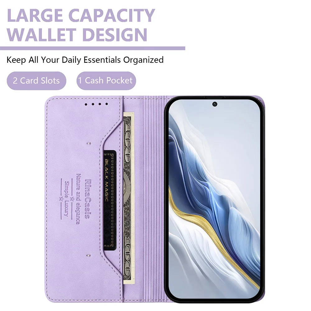 Premium Magnetic Leather Flip Wallet Case - Sleek Protective Phone Back Cover