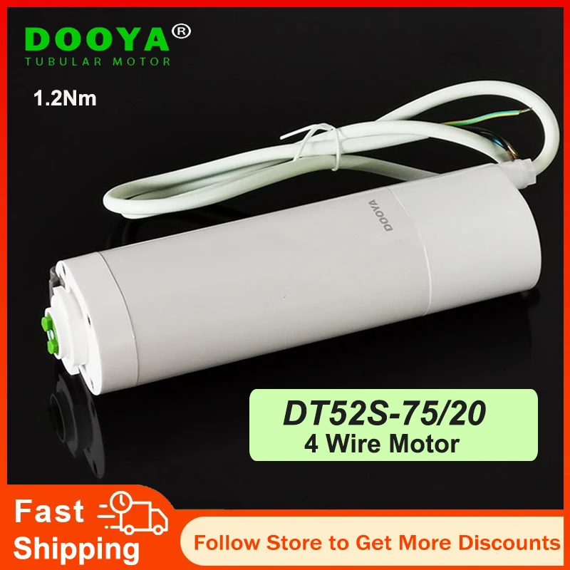 มอเตอร์ม่านไฟฟ้า Dooya รุ่น DT52S 75W 4 สาย แรงสูง สำหรับบ้านอัจฉริยะ ควบคุมการเปิด-ปิดม่านภายนอก 220V 1