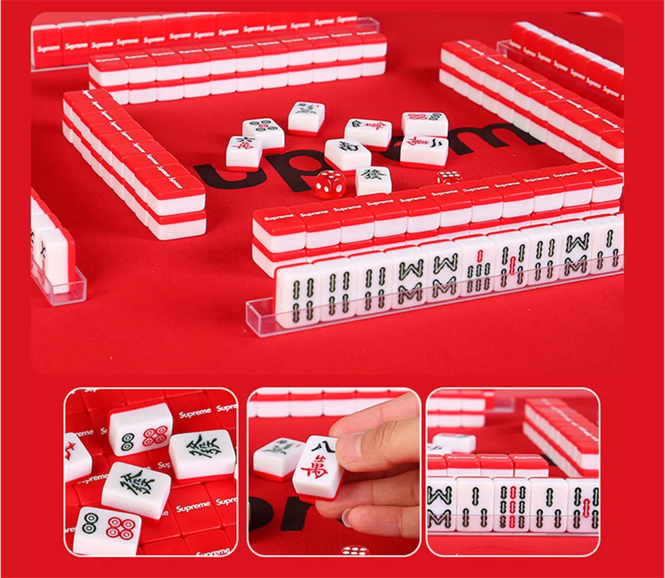 Hot Mini Portable Mahjong Black Red 22/23/24mm High Quality 144pcs 30/40mm Mahjong Chinese Travel Funny Family Table Board Game 2022 support bar siesta nap lounge chair back rest lounger leisure folding chair portable family camp bed recliner with arm rest