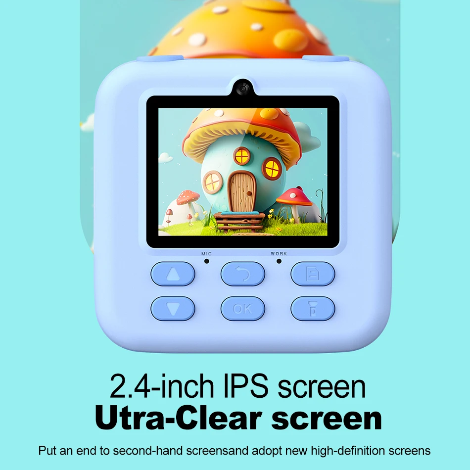 58mm Thermal Printer Children Instant Print Camera 2.4 Inch 1080P HD IPS Mini Digital Camera For Girls Boys Gifts Photo Printers