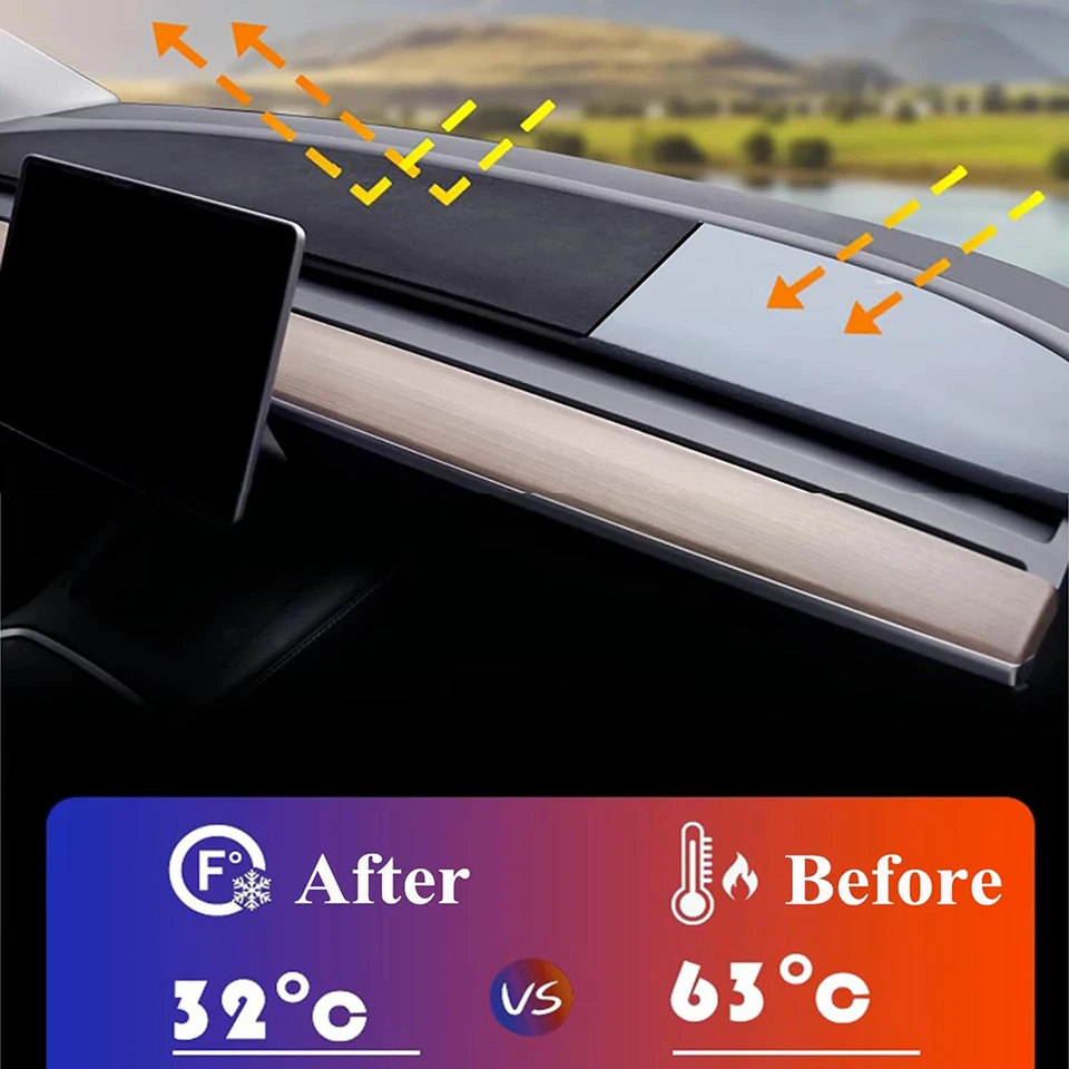 Tappetino Parasole Per Tesla Model 3 Highland 2024 - Copertura Cruscotto Anti-UV E Antiscivolo - Foto 9