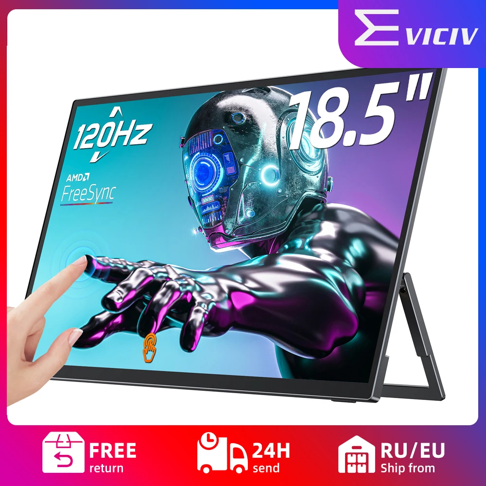 

EVICIV 18.5 inch Portable Touch Screen 120hz Monitor with USB C HDMI FreeSync IPS HDR Gaming Display for For Laptop Phone Xbox