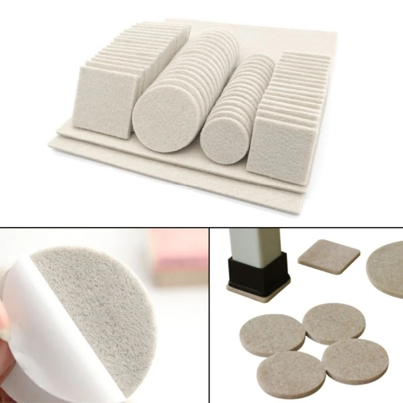 80/130pcs Furniture Chair Table Leg Self Adhesive Felt Wood Floor Protectors Anti Scratch Protect Pads Set