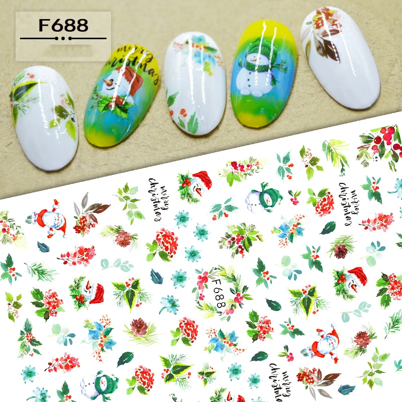 Merry Christmas 3D Nail Sticker Art Sliders Santa Claus Deer Stars Stickers for Nails Manicure Decals Decoraciones Accessories nail stickers nail art decoration nail decals