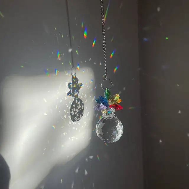 Crystal Suncatcher Fa Otthoni Medál Dekoráció Szívgolyók Prizma Szivárványkészítő Kerti Napsütő Üldöző Színes Gyöngyökkel - Image 3