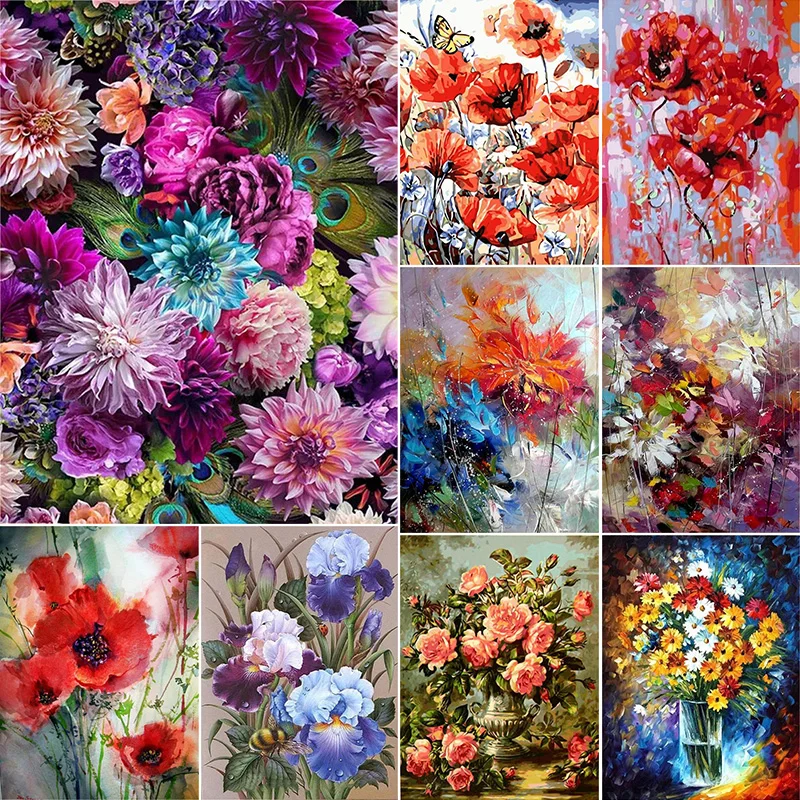 

Flower Rose Coloring By Numbers Painting Set Acrylic Paints 40*50 Canvas Pictures Decorative Paintings Crafts For Handiwork