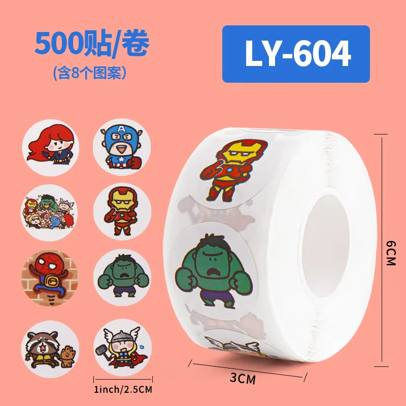 Nuovo 500 Pz/Q Edition Avengers Roll Sticker Mv Sigillo Decorativo Adesivo Circolare Alliance Hulk Steel Iron Man Sticker Regalo Per Bambini