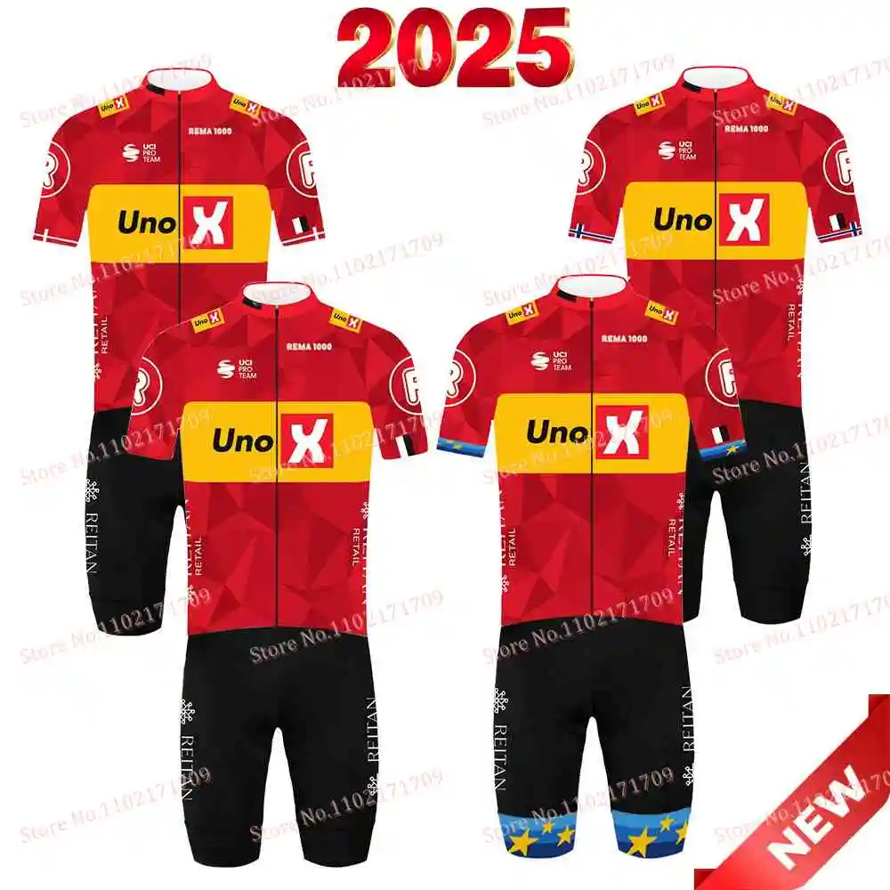 Uno X Team Cycling Jersey Set France Tour Denmark Norway Cycling Clothing Euro Champion Kits Summer Bicycle Bib Shorts