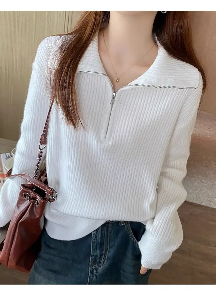 Half-zip Sweater for Women in Autumn and Winter New Year Red Knitted Bottoming Shirt with High Collar Knitted Top and Trendy 56 Sf3e93ebb5ac54d2dae6b65a378db08c3u