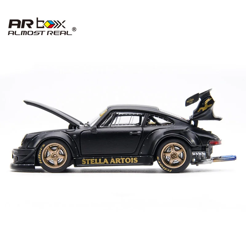 1:64 스케일 새롭고 거의 실제와 같은 AR 박스 RWB 930 스텔라 아르투아 블랙 합금 다이캐스팅 자동차 모형 수집용 차량 (성인 수집가용)