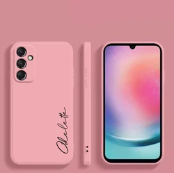 Customized Personalized Luxury Soft Liquid Silicone Case Cover with Initials - A34 5G (Pink)