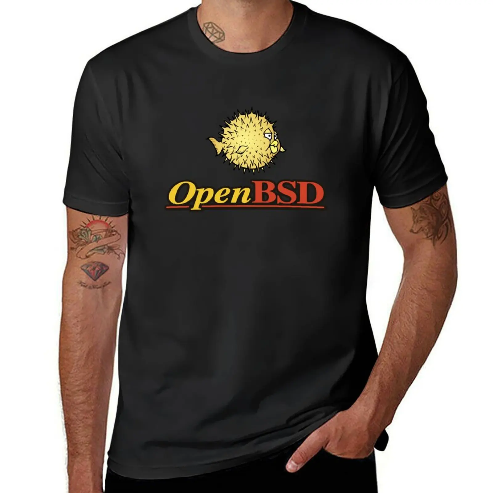 OpenBSD T-Shirt vintage clothes boys animal print mens cotton t shirts