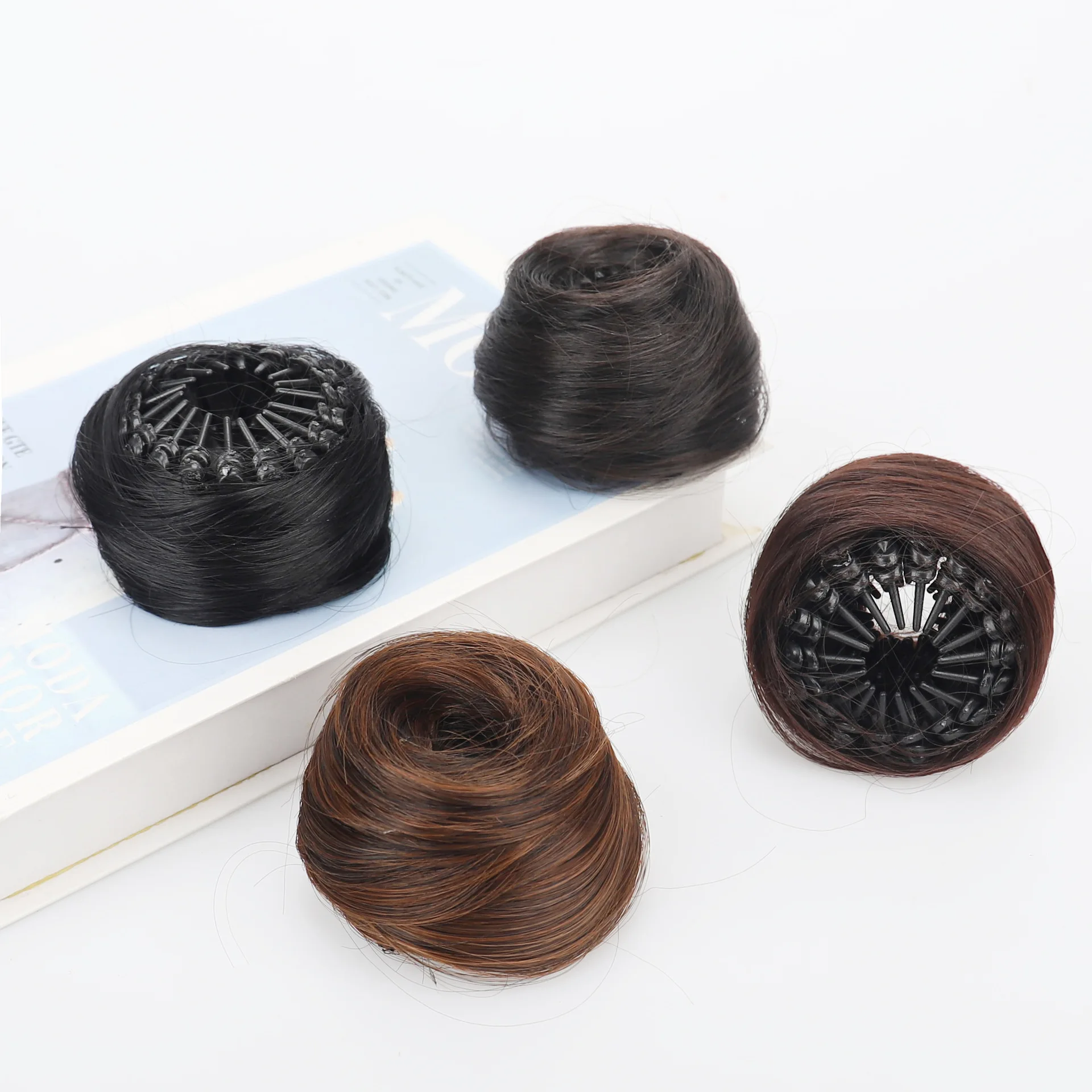 합성 시뇽 조절 가능한 헤어 번 여성용 버드네스트 번 자연스러운 볼륨감의 합성 섬유 꽃봉오리 번